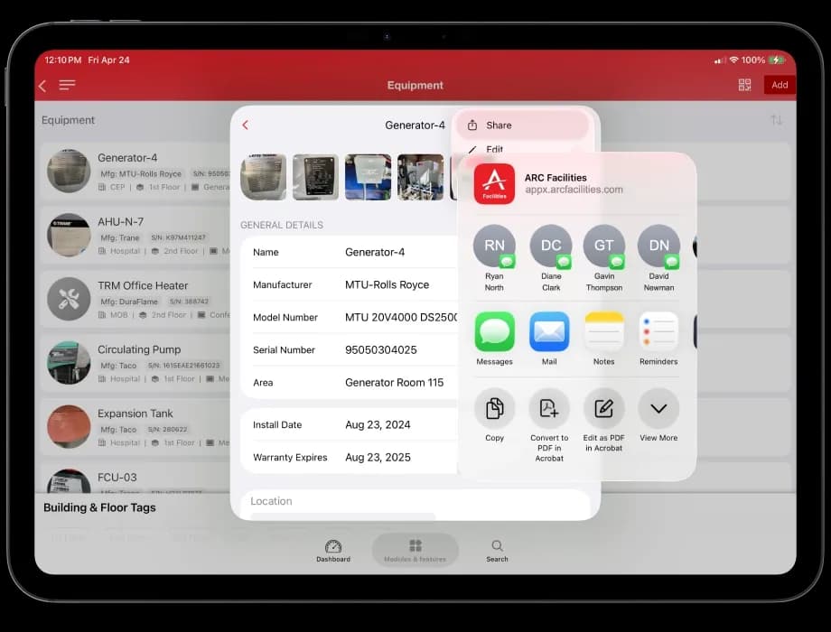 Easily Share Equipment Details